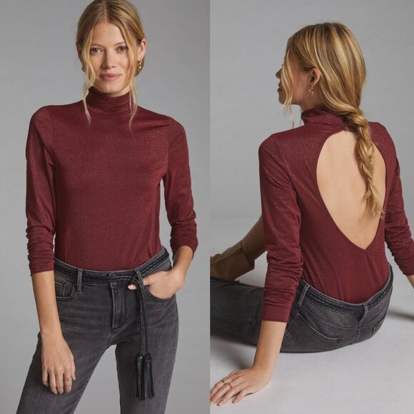 Anthropologie Daily Practice Shimmer Open-Back Bodysuit Size Large NWT $78 - Picture 1 of 13